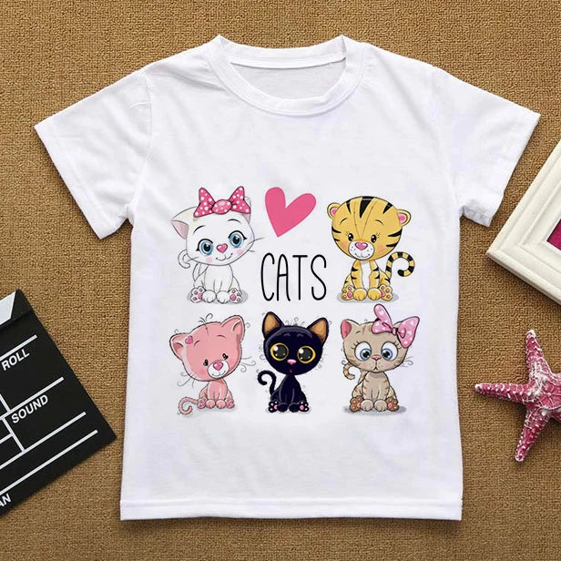 Camiseta infantil de gatitos lindos (6T-9T)