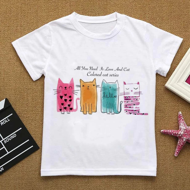 Camiseta infantil de gatitos lindos (6T-9T)