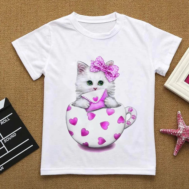 Camiseta infantil de gatitos lindos (6T-9T)