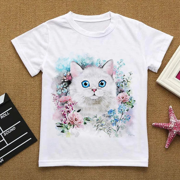 Camiseta infantil de gatitos lindos (6T-9T)
