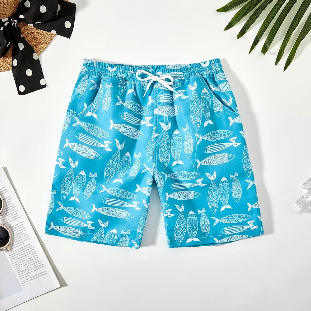 Pantalones cortos de playa de dibujos animados para niños (9-14 años)