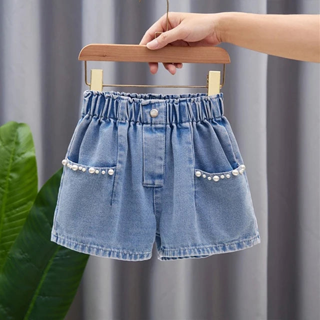 Pantalones cortos vaqueros de corte A para niños (3T-12T)