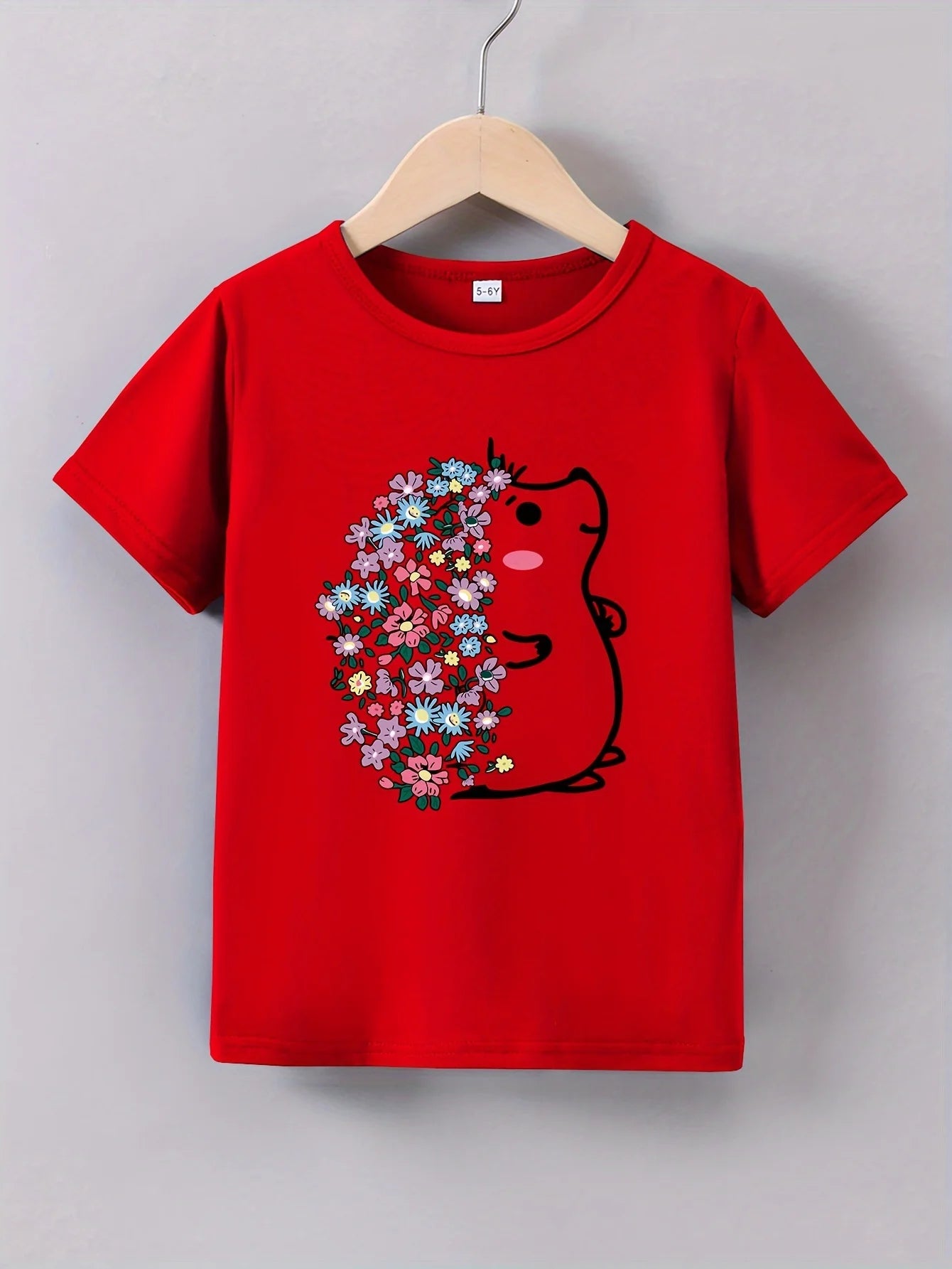 Camiseta infantil de erizo florido (3-12 años)