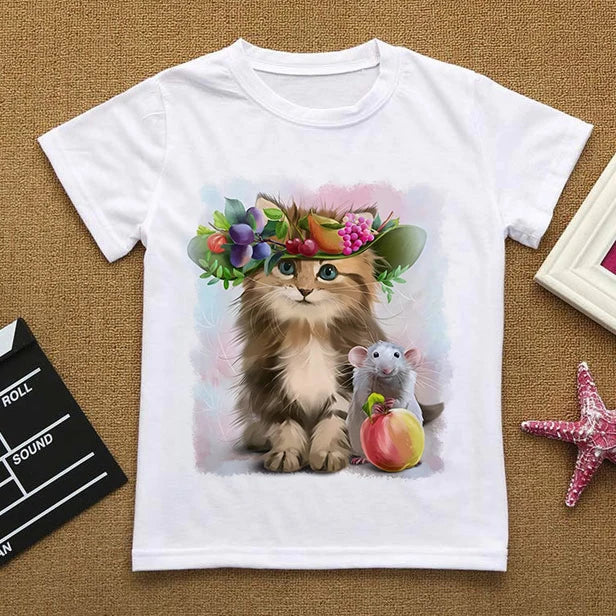 Camiseta infantil de gatitos lindos (6T-9T)