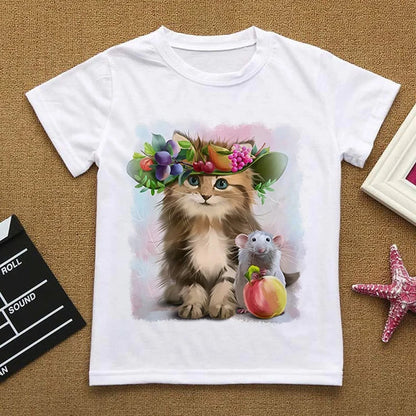 Camiseta infantil de gatitos lindos (6T-9T)