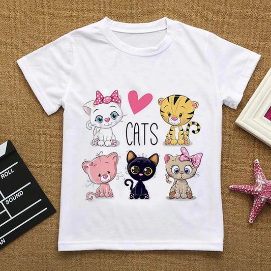 Camiseta infantil de gatitos lindos (6T-9T)