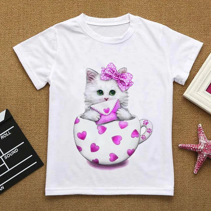 Camiseta infantil de gatitos lindos (6T-9T)
