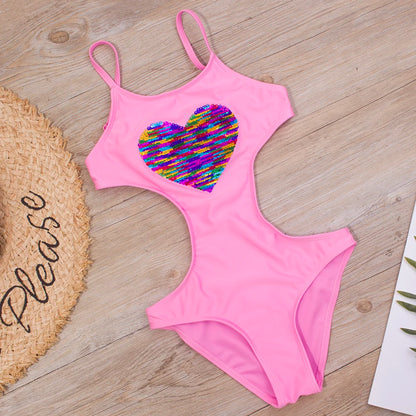Traje de baño monokini glamuroso para niños (7-14 años)