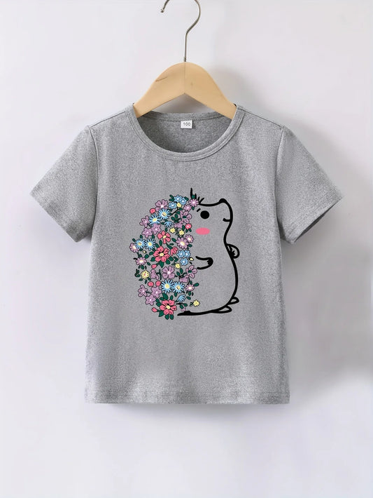 Camiseta infantil de erizo florido (3-12 años)