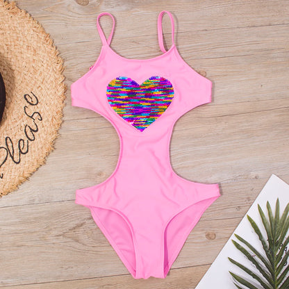 Traje de baño monokini glamuroso para niños (7-14 años)