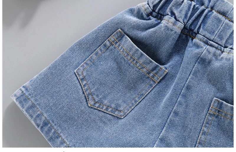 Pantalones cortos vaqueros de corte A para niños (3T-12T)