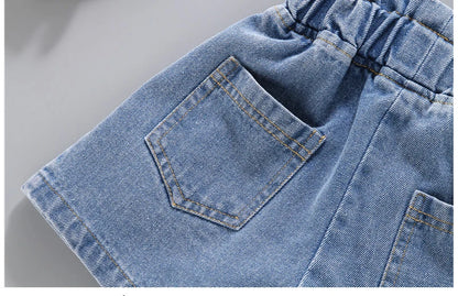 Pantalones cortos vaqueros de corte A para niños (3T-12T)
