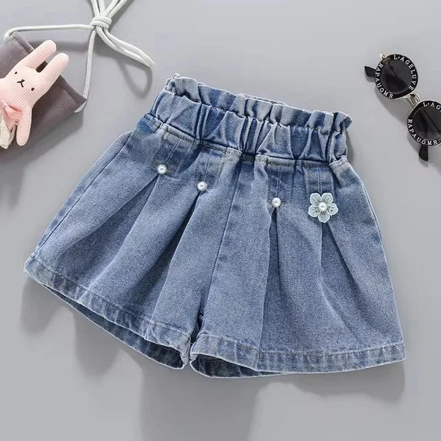 Pantalones cortos vaqueros de corte A para niños (3T-12T)