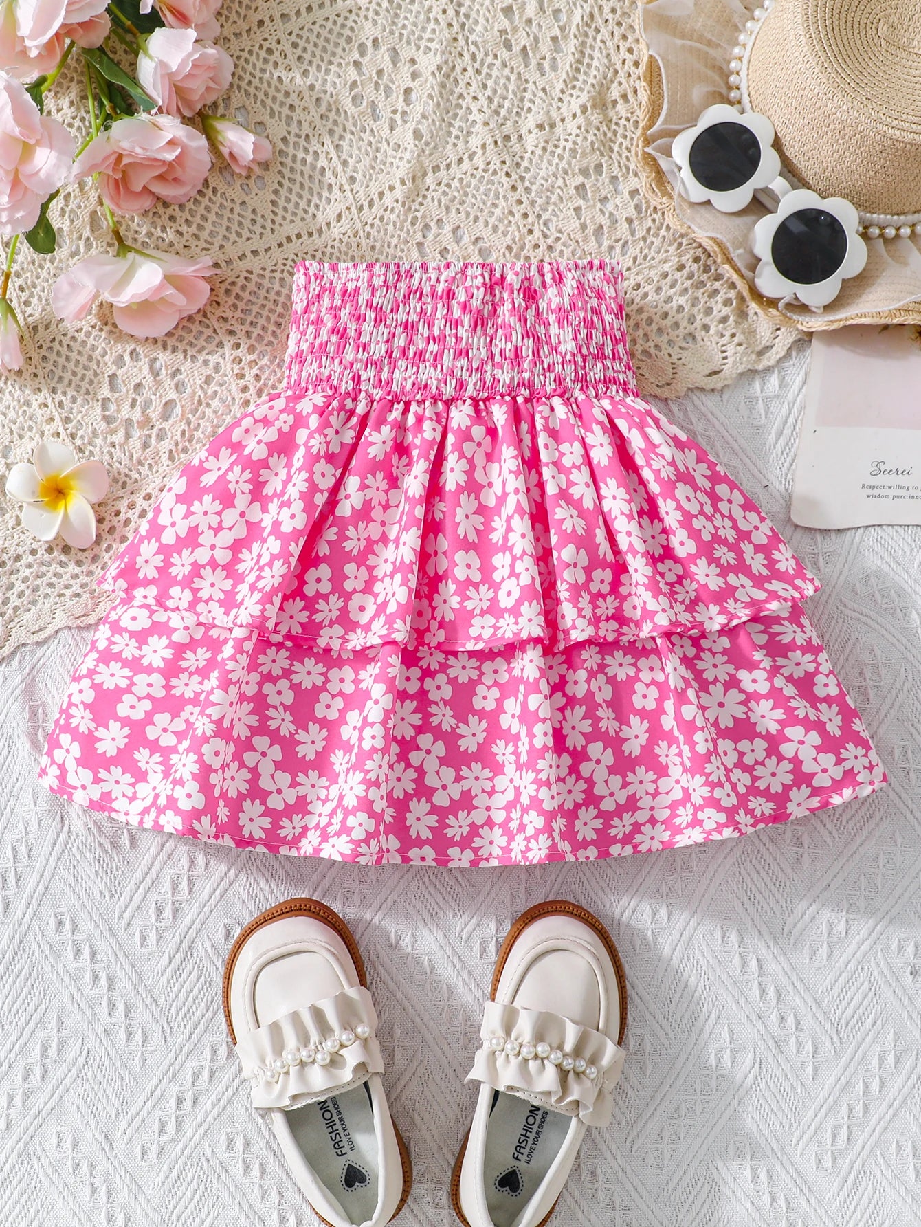 Falda de princesa con flores para niñas (3 a 7 años)