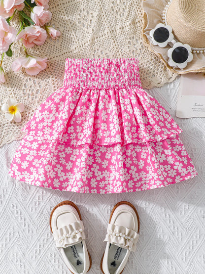 Falda de princesa con flores para niñas (3 a 7 años)