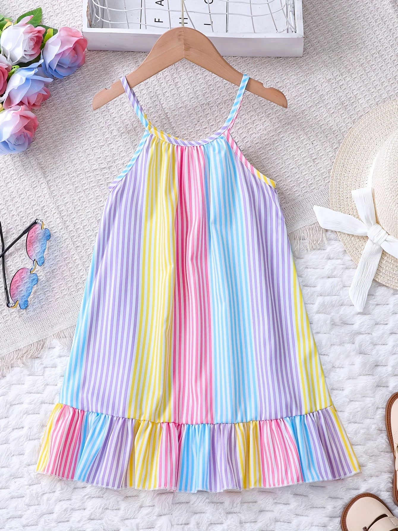 Children's Sweet Rainbow Dress (3Y-8Y)