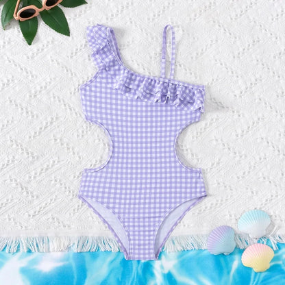 Traje de baño retro con volantes para niños (5-14 años)