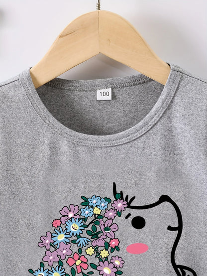 Camiseta infantil de erizo florido (3-12 años)