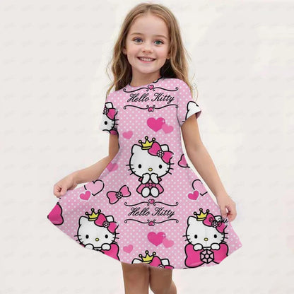 Vestido infantil mágico de Hello Kitty y Kuromi (100 cm-160 cm)