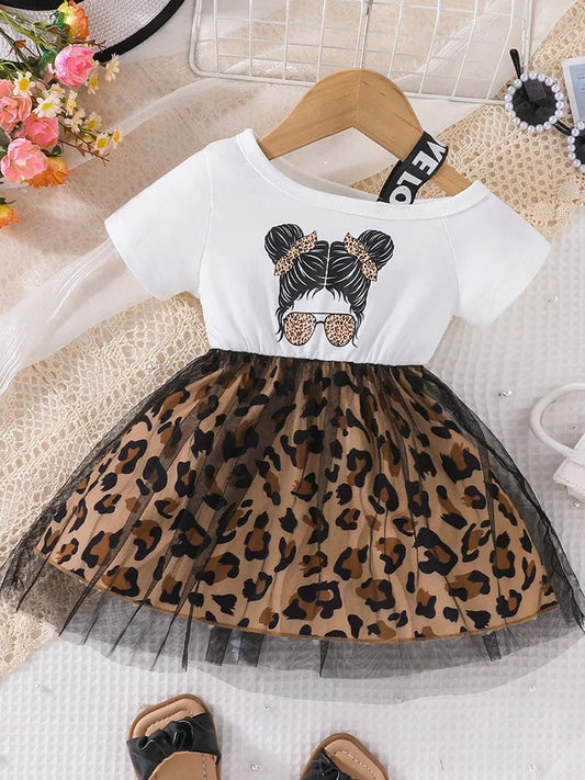 Vestido Leopard Infantil (3Y-6Y)