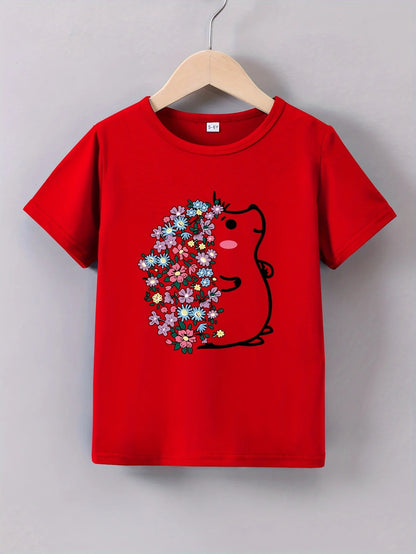 Camiseta infantil de erizo florido (3-12 años)