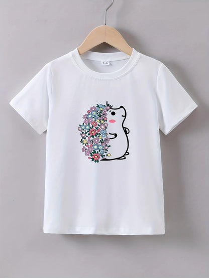 Camiseta infantil de erizo florido (3-12 años)