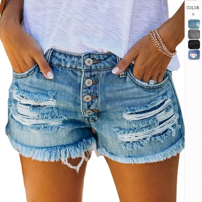 Pantalones cortos vaqueros con borlas