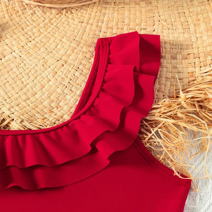 Traje de baño retro con volantes para niños (5-14 años)